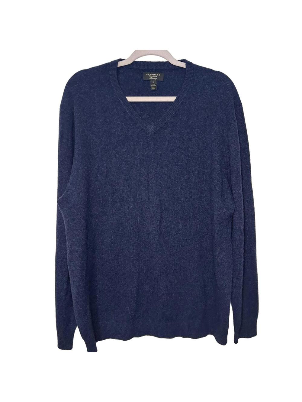 Club Room 100% Cashmere Luxury V-neck Sweater XL Navy